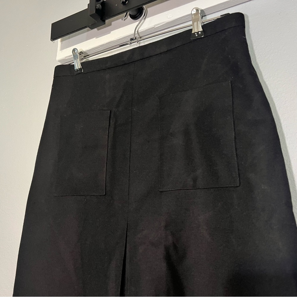 Pendleton Pencil Skirt Wool Dark Gray Front Pockets Pleated Size 6 Knee Length